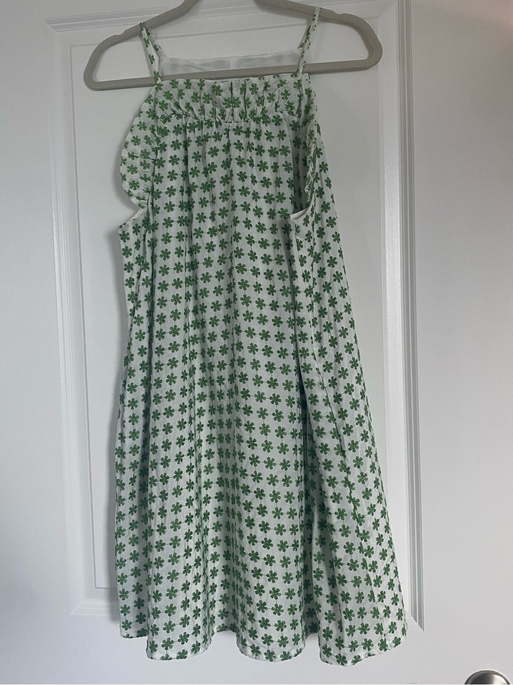 Corey Lynn Calter White Sundress with Green Floral Print